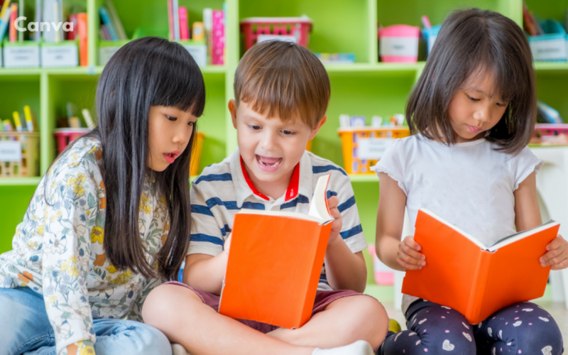 Kindergarten students reading